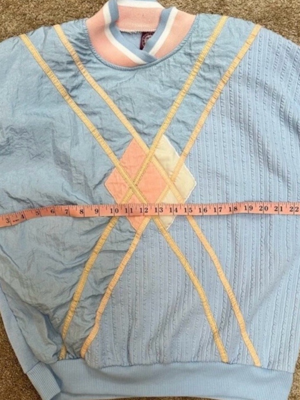 VTG 80s 90s Lightweight Windbreaker Pullover Jacket Pastel Pink Blue L Women’s - Picture 6 of 8